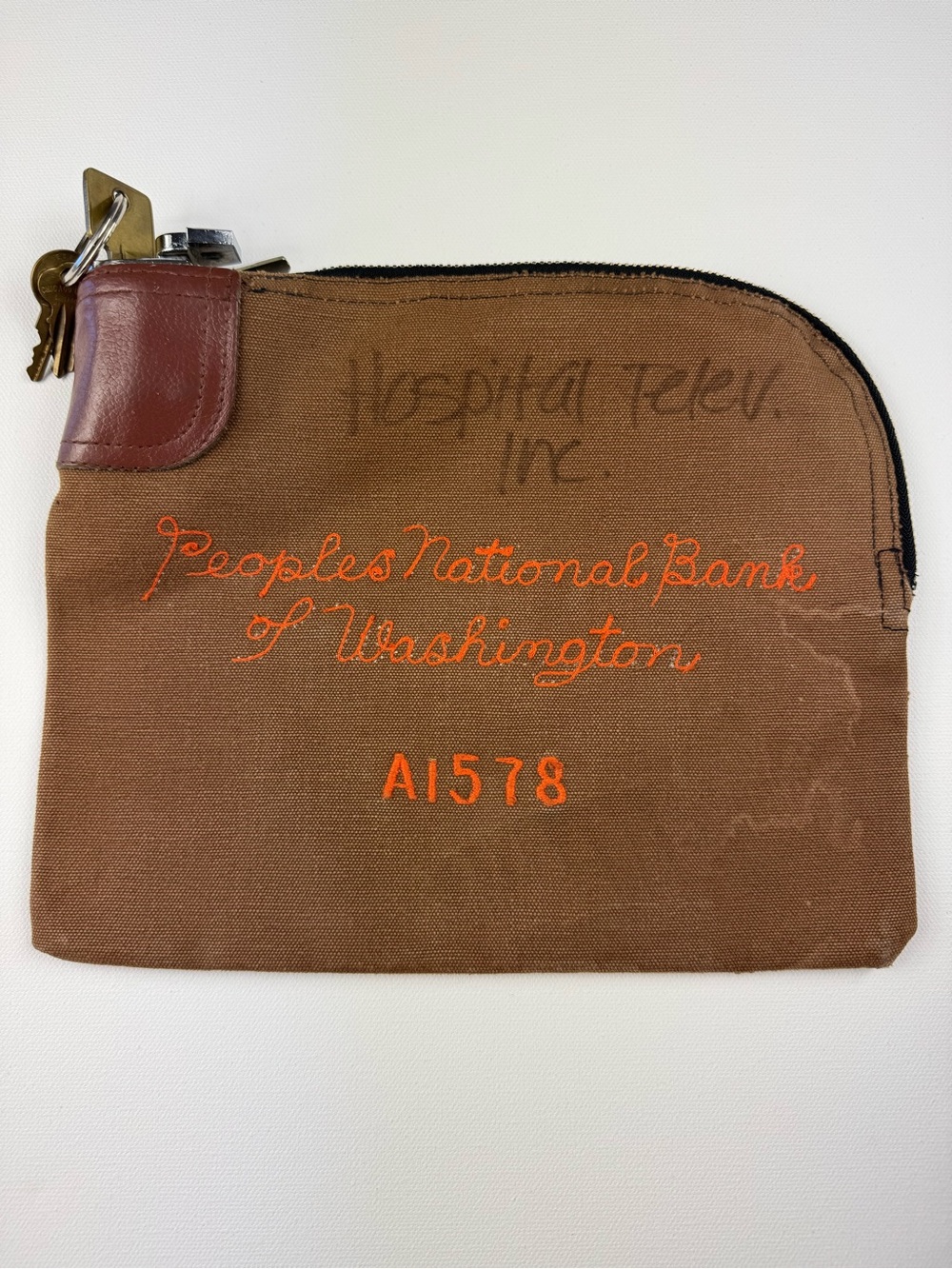 Vintage Locking Bank Deposit Bag Keys Washington State Retro Advertisement Pouch